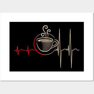 I Love Coffee Lover Gift Office Worker Coffee Heartbeat Posters and Art